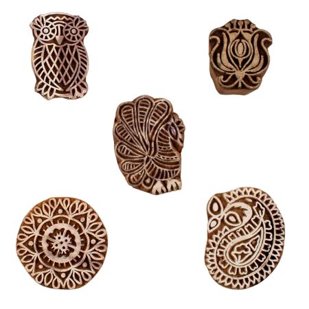 Set of 5 Piece New Mix Wooden Printing Blocks